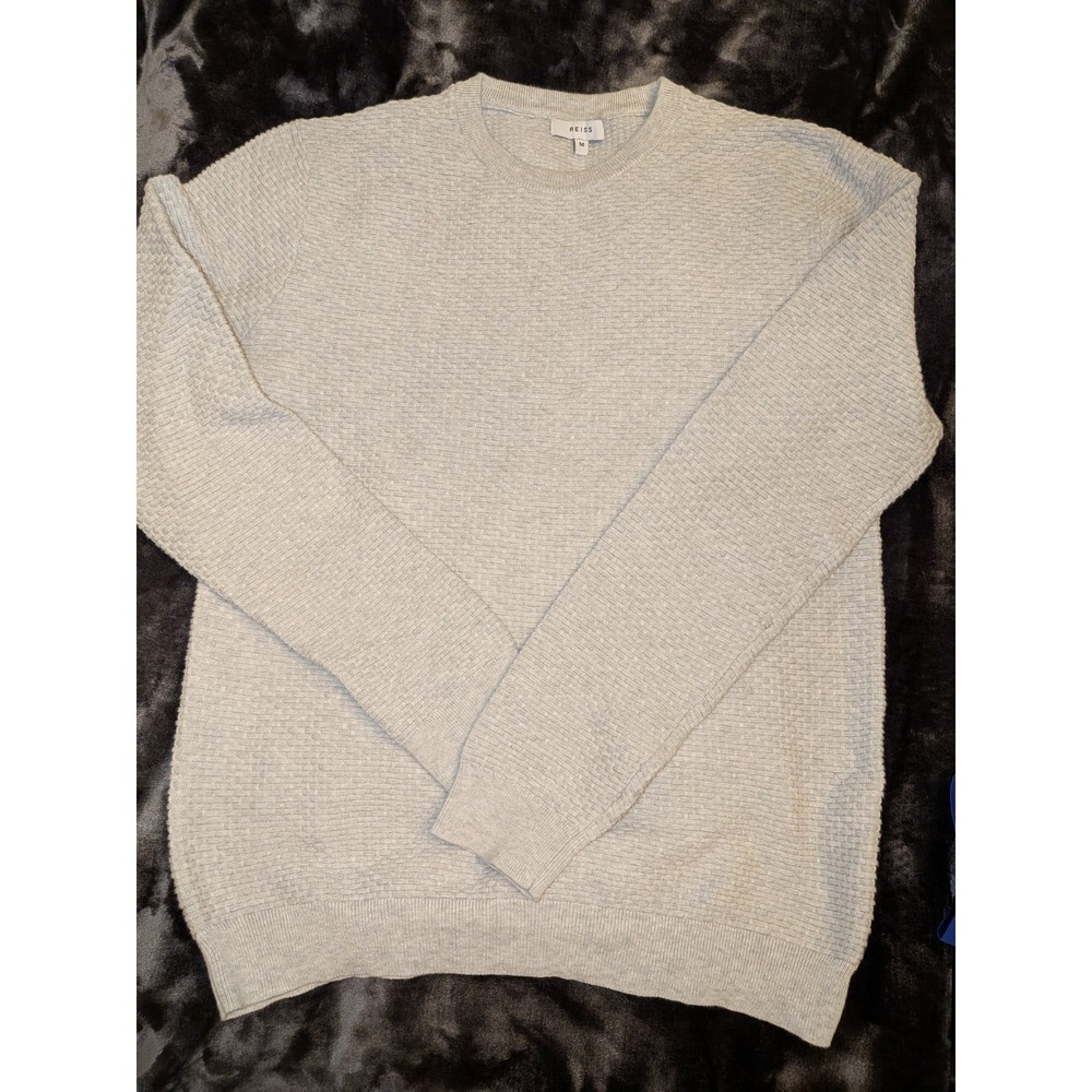 REISS  - GORGEOUS Soft Gray Textured Cotton Beachy SWEATER SIZE M  Vacation